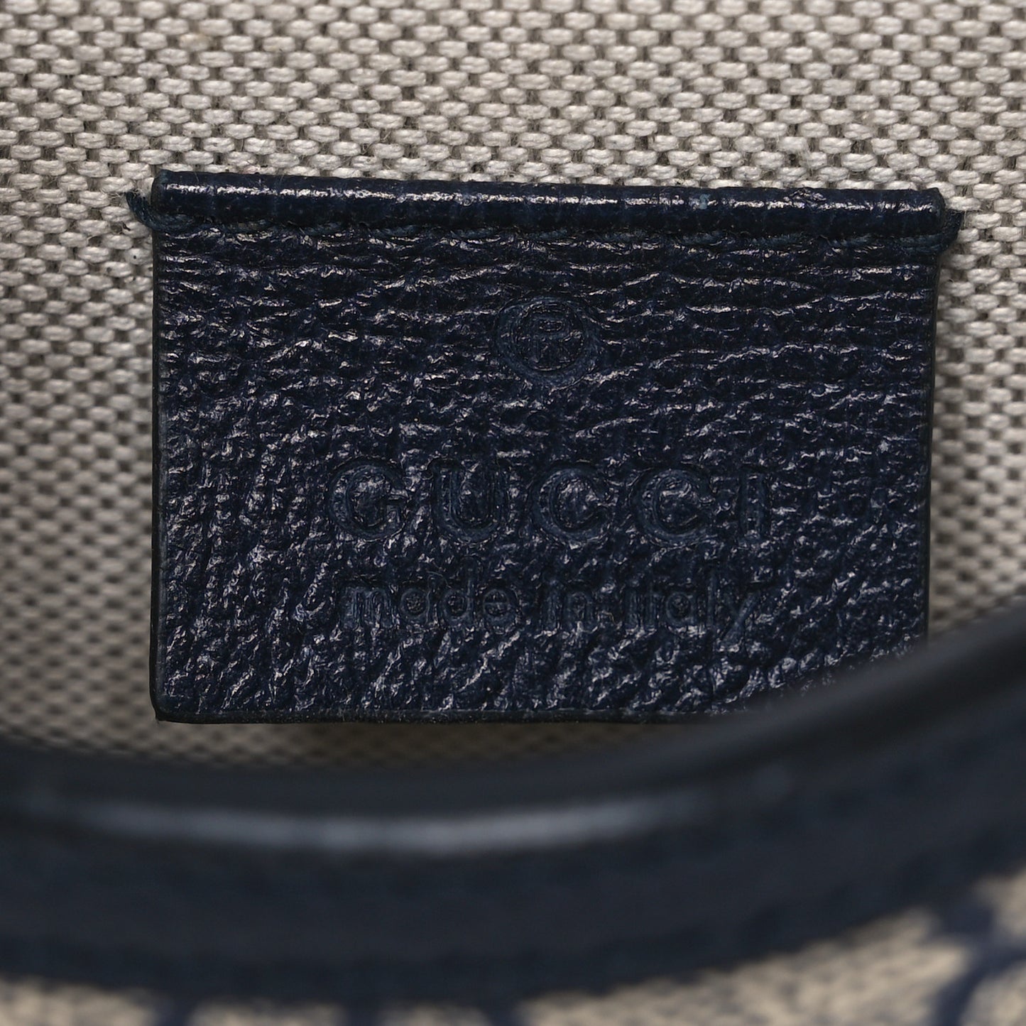 GG Supreme Monogram Textured Dollar Calfskin Mini Horsebit 1955 Crossbody Bag Beige Blue