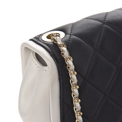 Chanel Lambskin Quilted Graphic Mini Flap Bag Black White 9 of 17