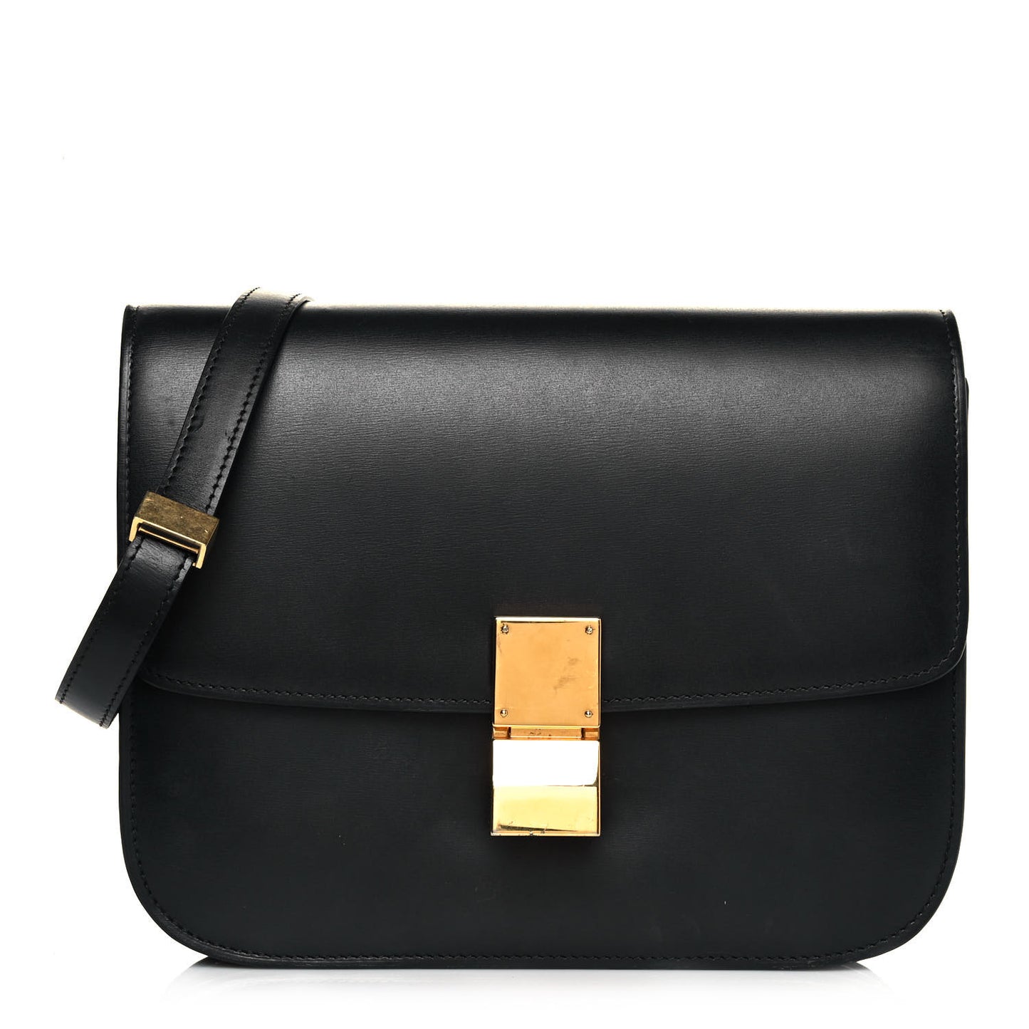 Box Calfskin Medium Classic Box Flap Bag Black