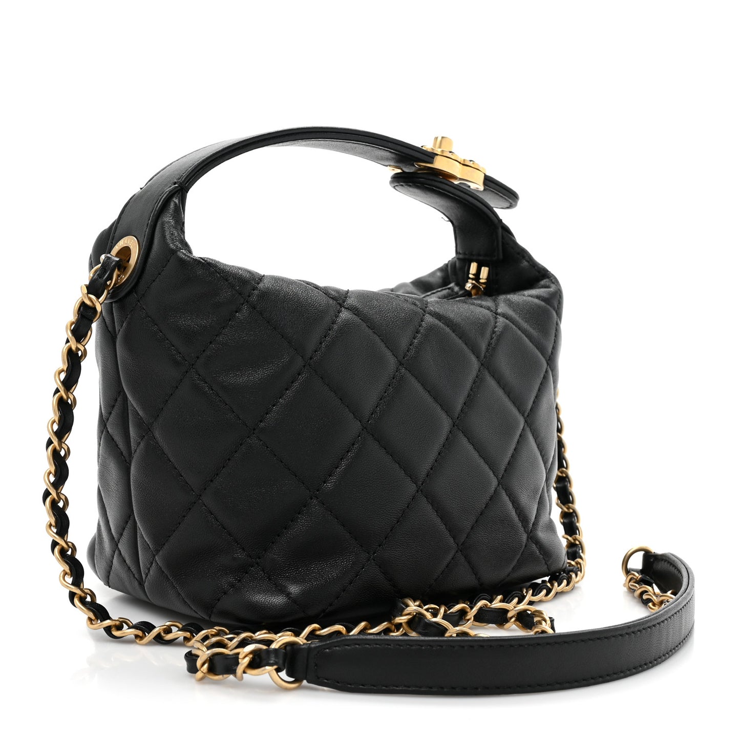 Lambskin Quilted Small Perfect Meeting Hobo Black