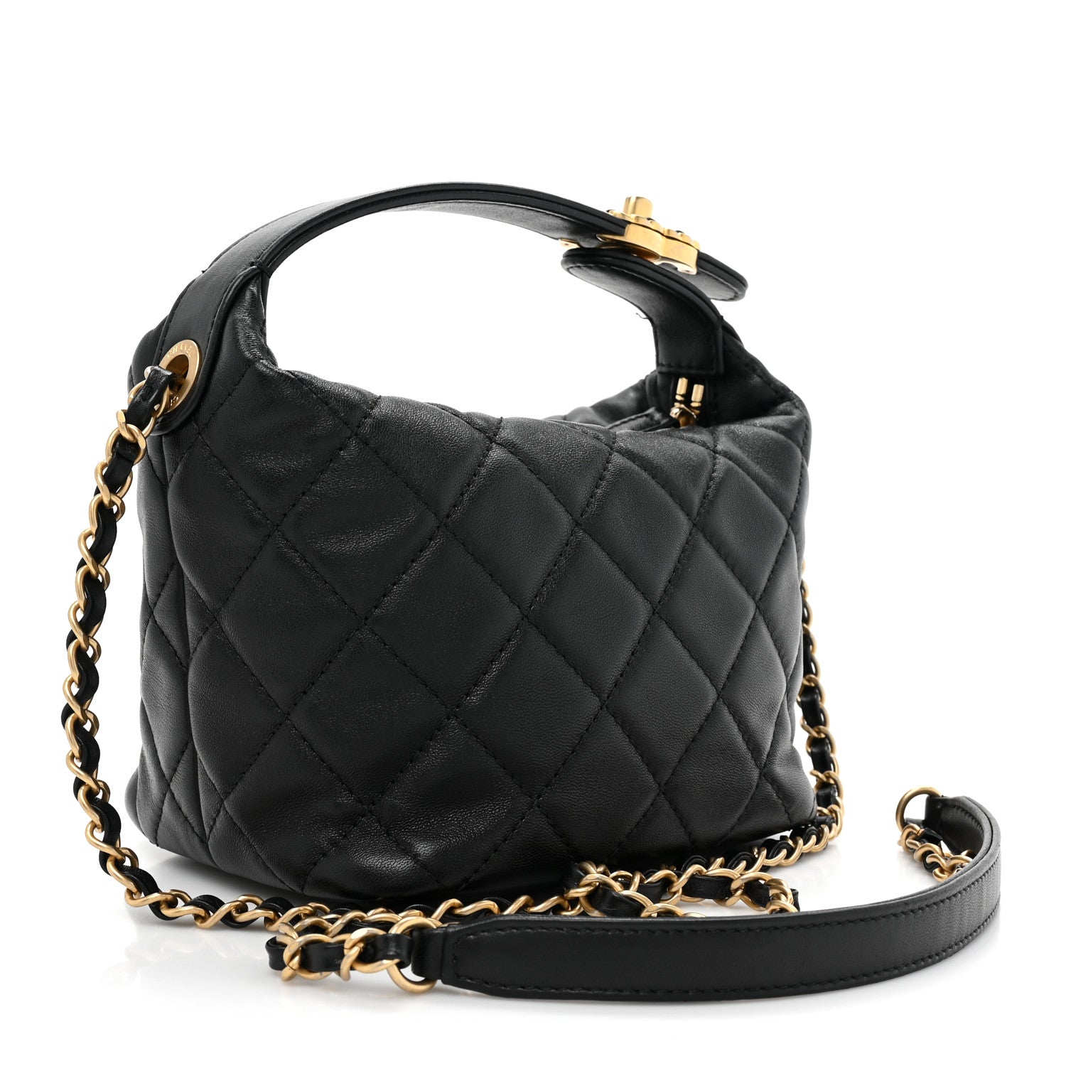 Chanel Lambskin Quilted Small Perfect Meeting Hobo Black 3 of 11
