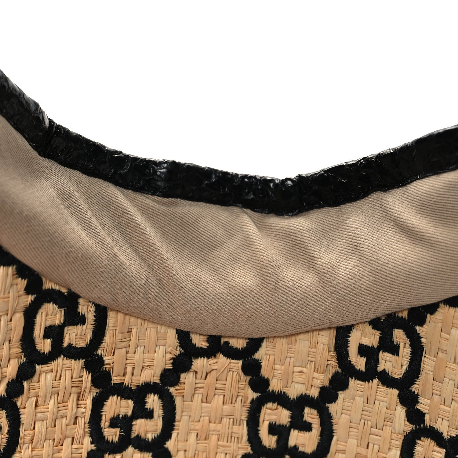 Gucci Raffia Elaphe GG Monogram Embroidered Afraa Visor Ivory Black 8 of 8