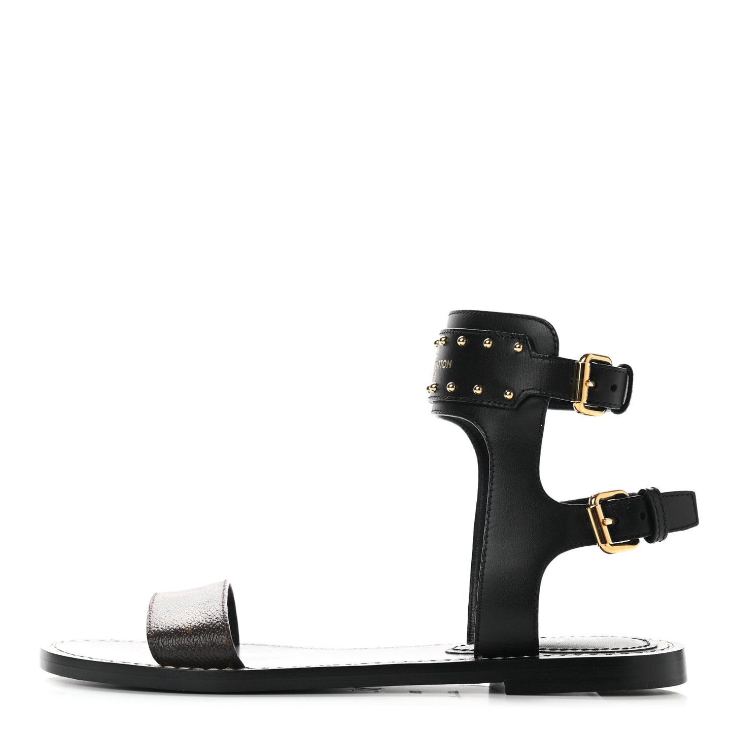 Calfskin Monogram Nomad Flat Sandals 38 Black