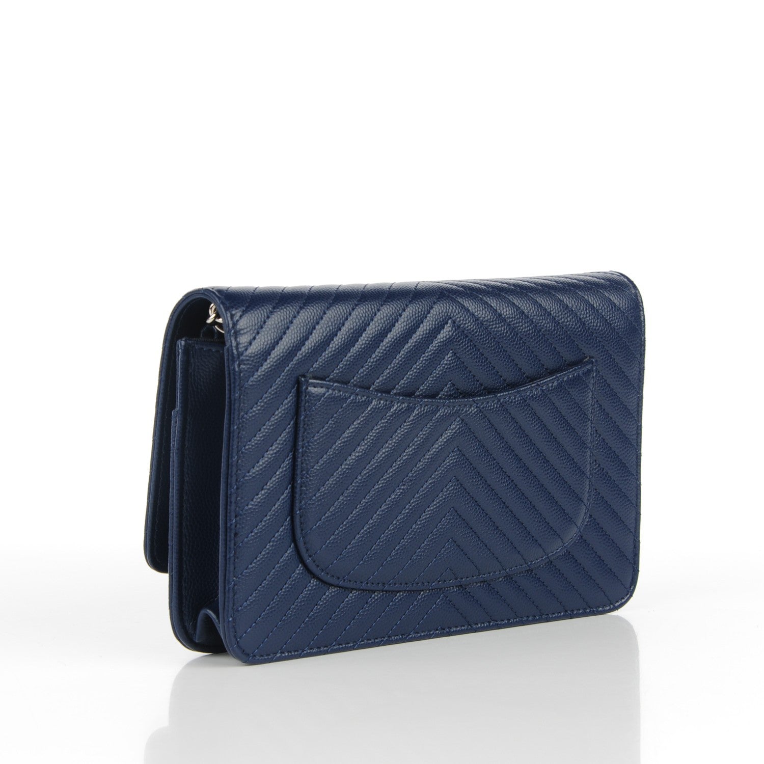 Chanel Caviar Chevron Wallet On Chain WOC Navy 3 of 8
