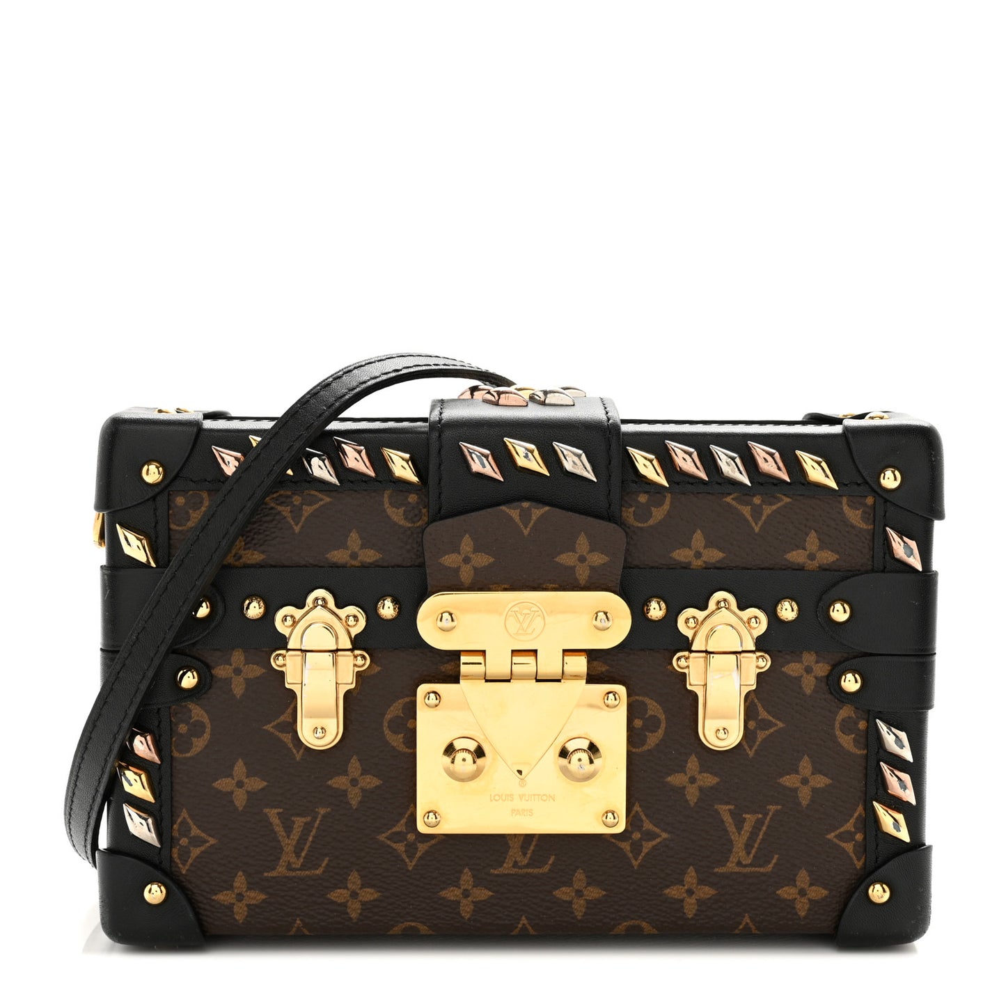 LOUIS VUITTON Monogram Studded Petite Malle Black