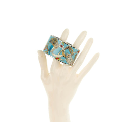 Hermes Enamel Printed Extra Wide Concours d'Etrier Bracelet 65 2 of 5
