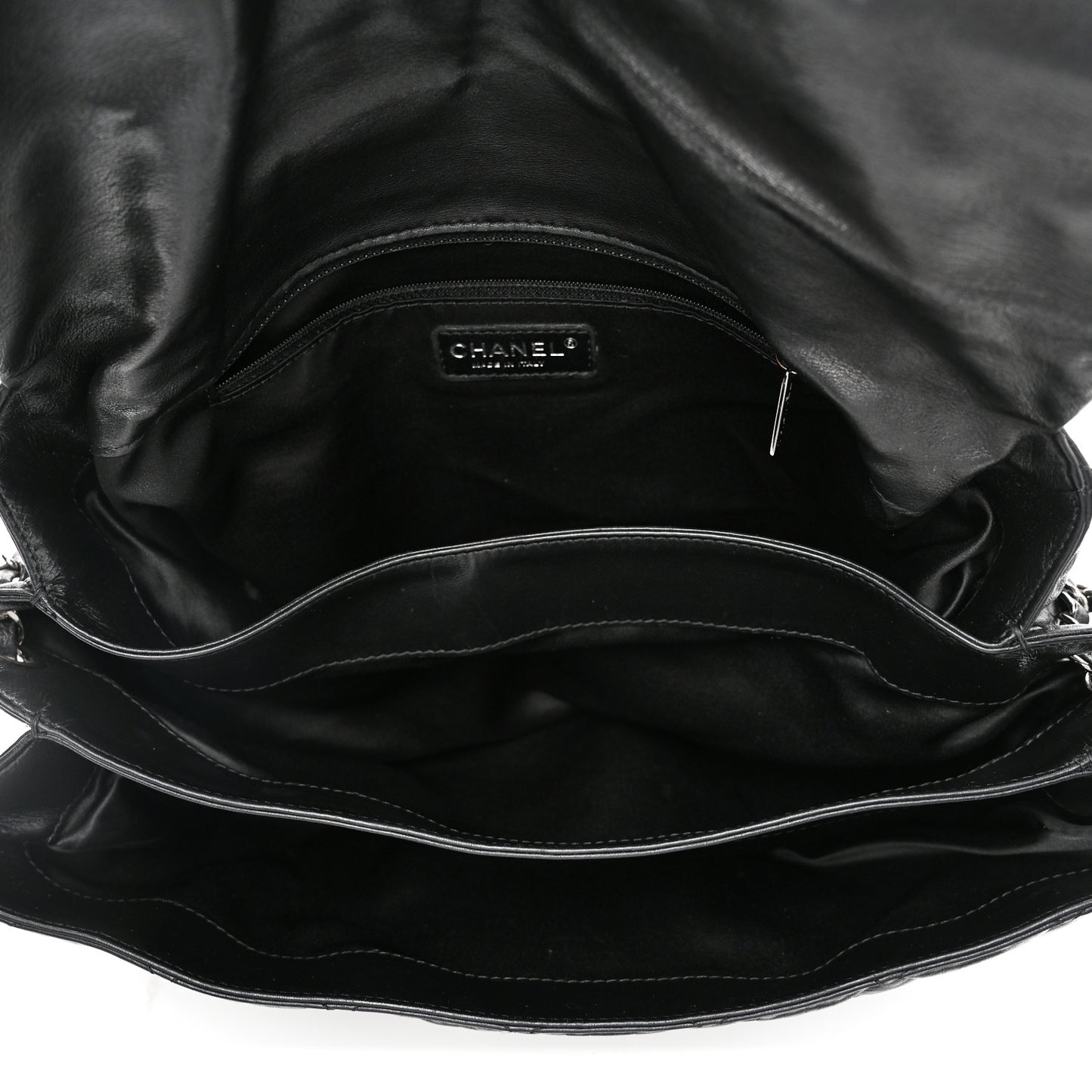 Lambskin Quilted Chanel 3 Accordion Flap Bag Black