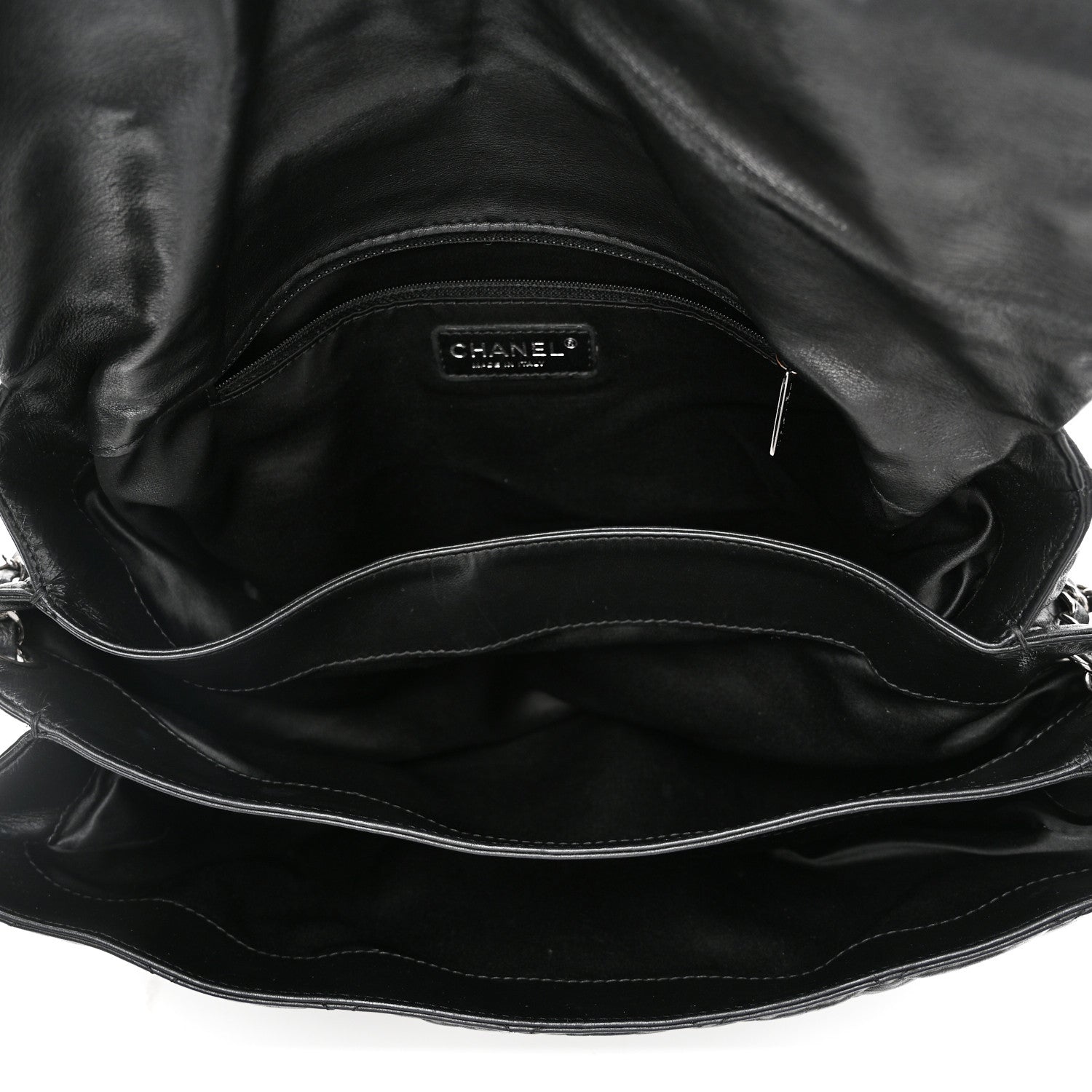 Chanel Lambskin Quilted Chanel 3 Accordion Flap Bag Black 5 of 10