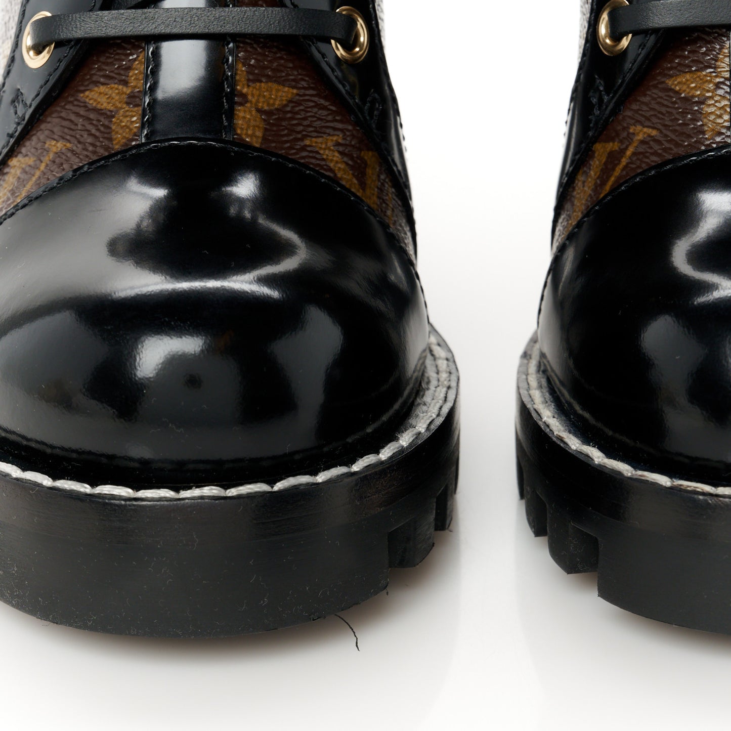 Patent Calfskin Monogram Star Trail Ankle Boots 36.5 Black