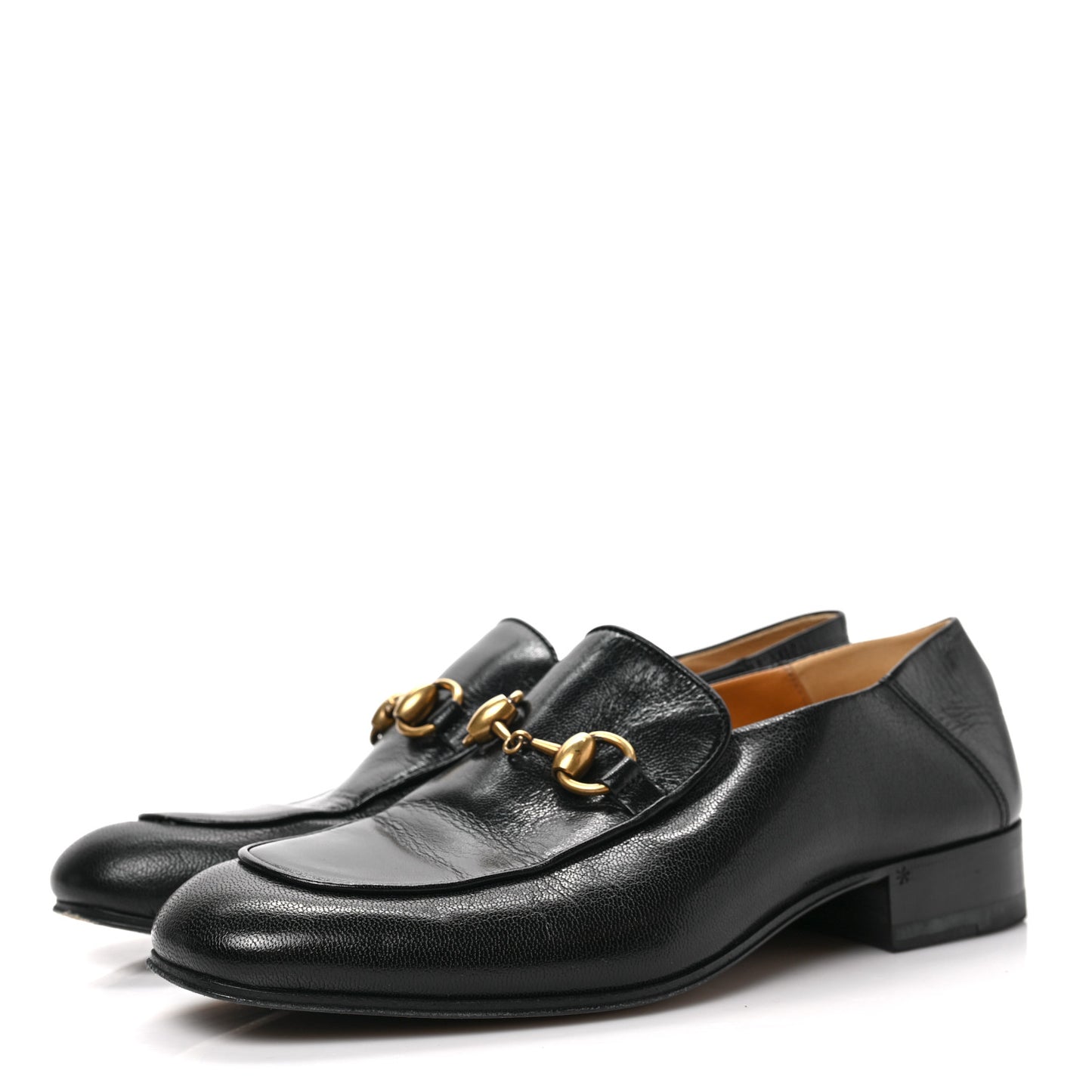 Goatskin Womens Horsebit Mid-Heel Loafers 36.5 Black