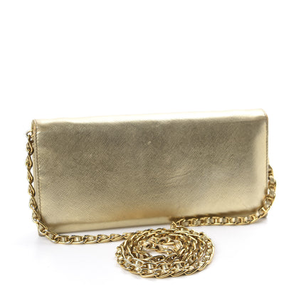 Prada Metallic Saffiano Metal Chain Wallet Platino 3 of 11