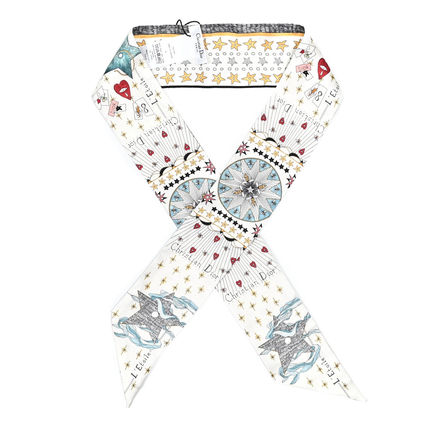Christian Dior Silk Tarot Mitzah Scarf White 1 of 3