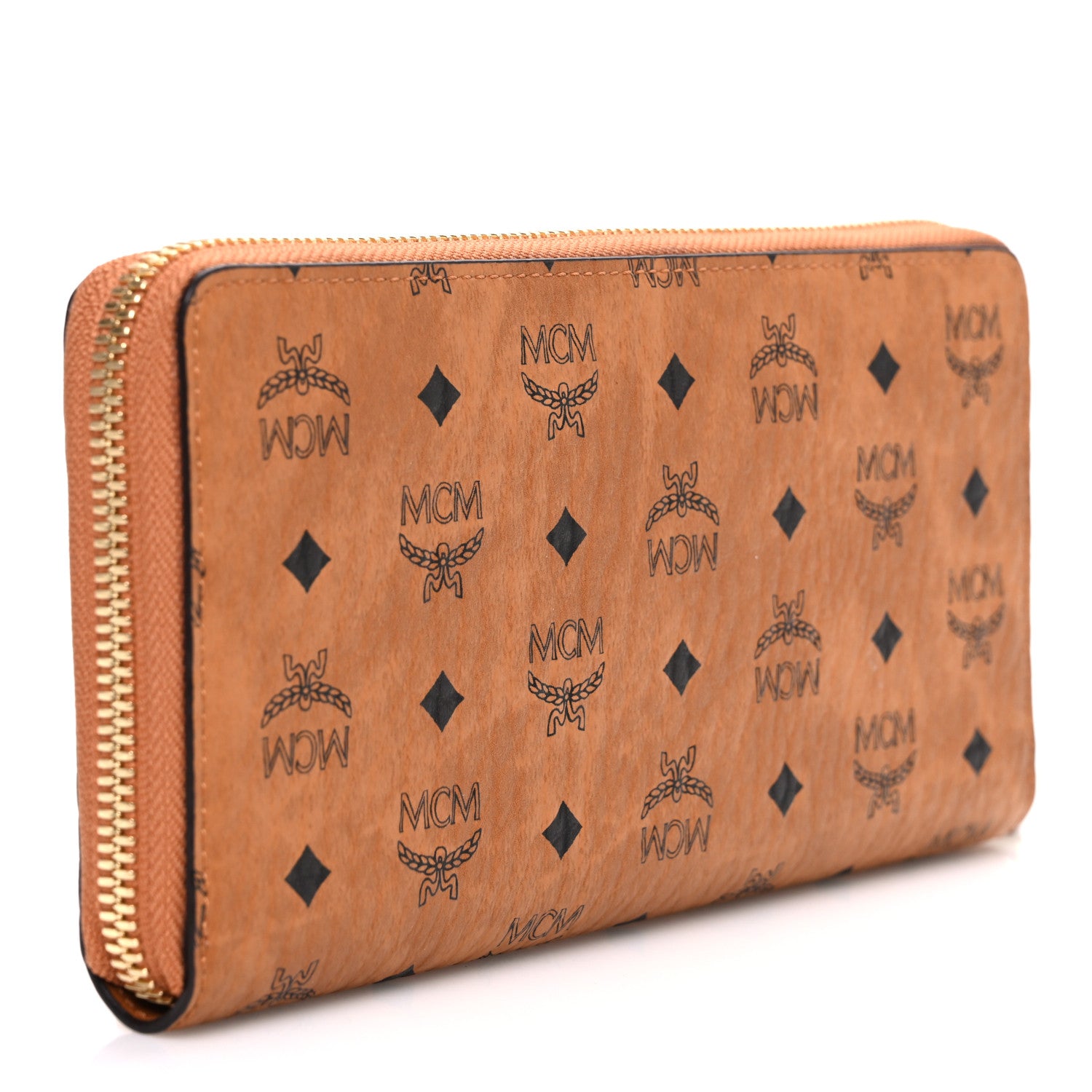 MCM Visetos Large Zip Around Wallet Cognac 3 of 7
