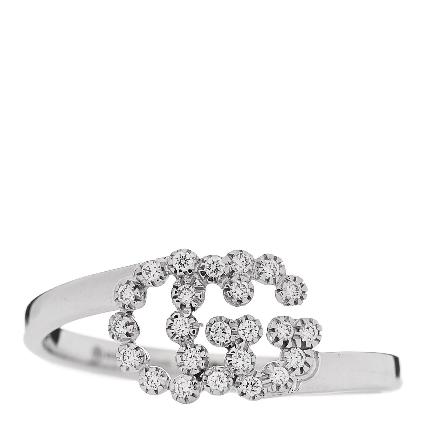 18K White Gold Diamond Running Double G Ring 54 7