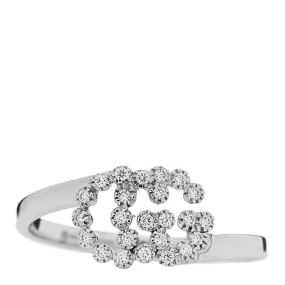 Gucci 18K White Gold Diamond Running Double G Ring 54 7 1 of 6