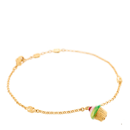 Gucci Metal Interlocking G Cupcake Charm Bracelet Gold Multicolor 1 of 5