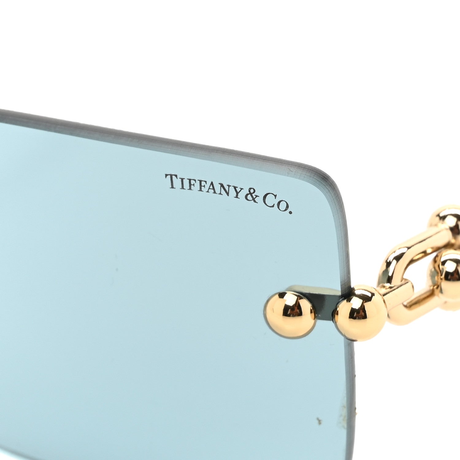 Tiffany Rimless Rectangle TF3088 Sunglasses Light Gold Blue 7 of 8