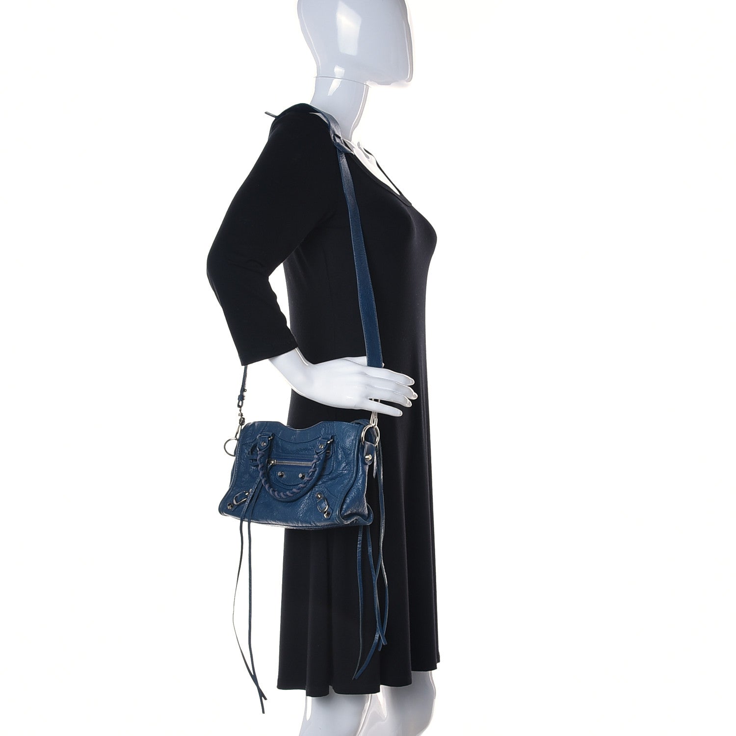 Balenciaga Agneau Classic Silver Hardware Mini City Bleu Profond 2 of 9
