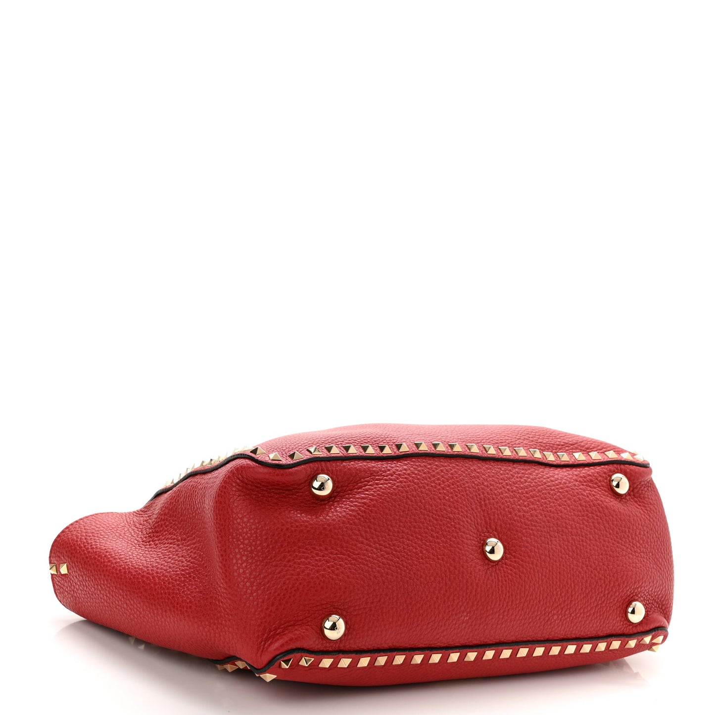 Pebbled Calfskin Medium Rockstud Tote Rosso Valentino