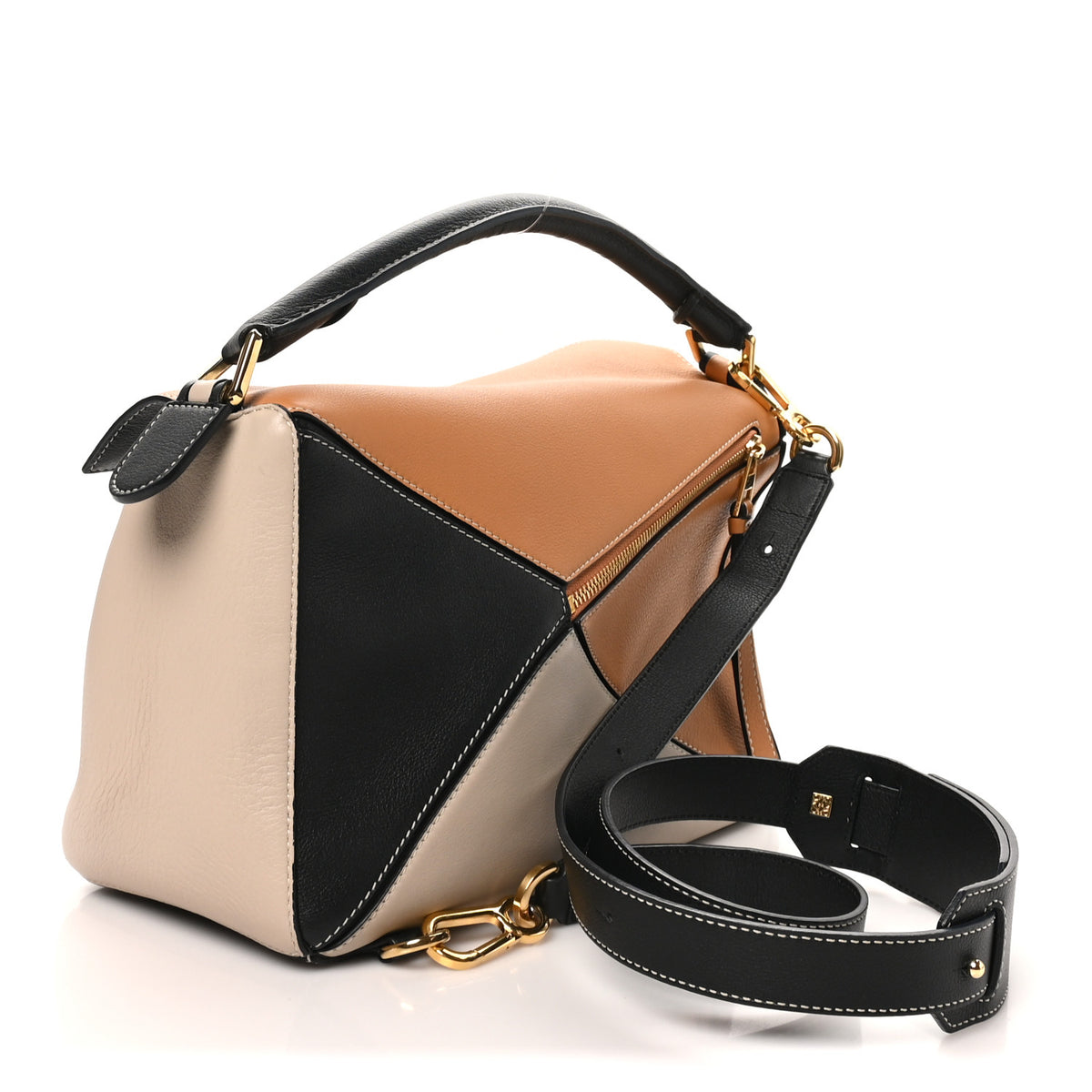 Grained Calfskin Medium Puzzle Bag Amber Light Oat