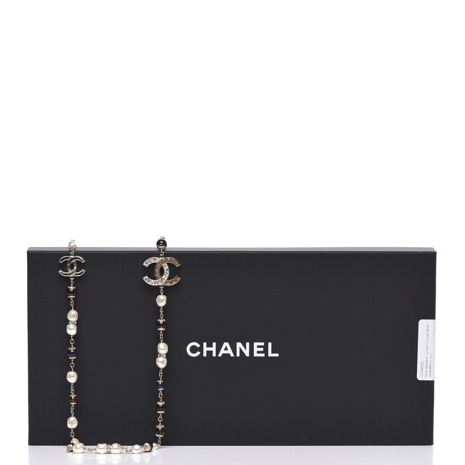 Chanel Pearl Beaded Crystal CC Long Necklace Gold Multi 7 of 7