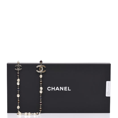 Chanel Pearl Beaded Crystal CC Long Necklace Gold Multi 7 of 7
