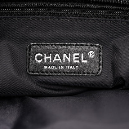 Chanel Metallic Coated Canvas Quilted Large Paris Biarritz Tote Black 7 of 15