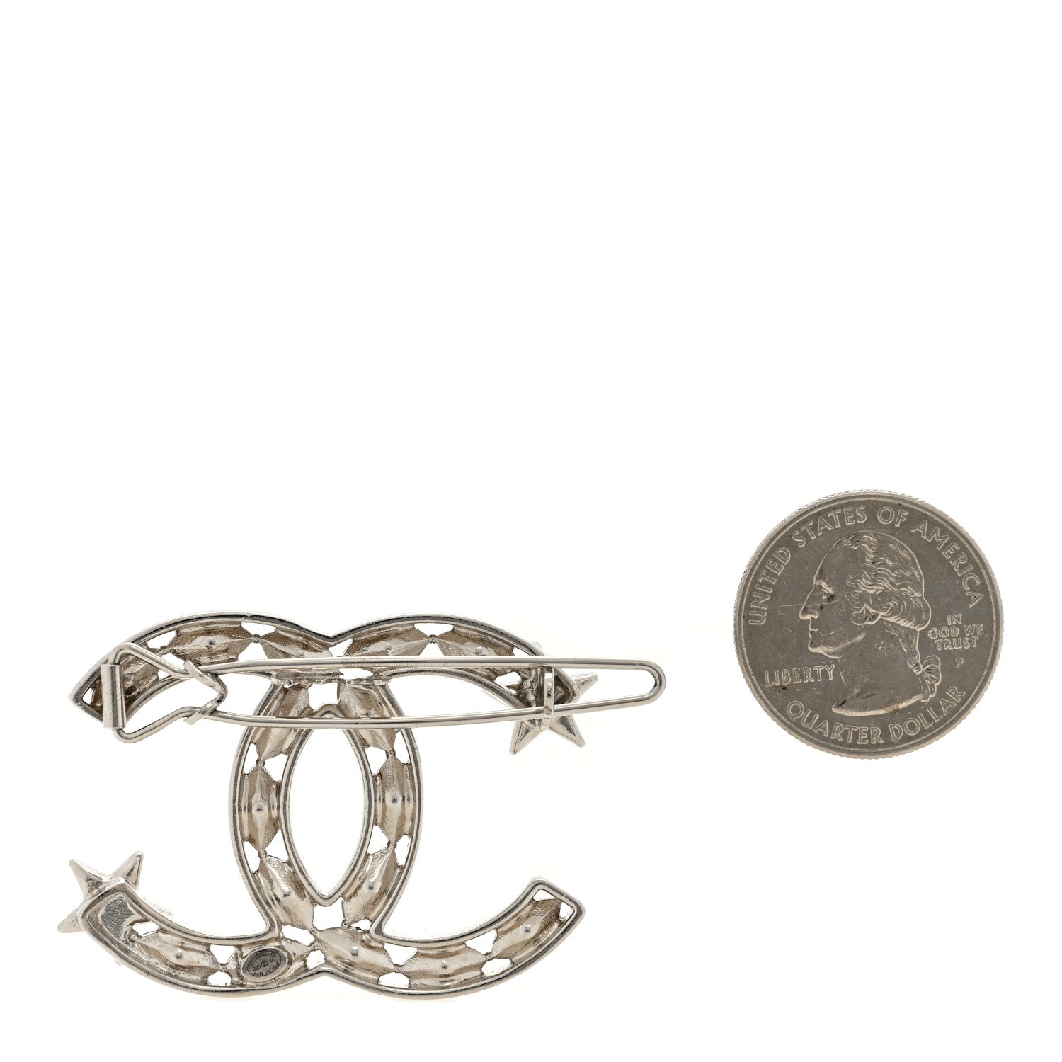 Chanel Crystal Starfall CC Hair Clip Silver 2 of 3