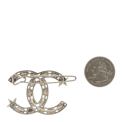 Chanel Crystal Starfall CC Hair Clip Silver 2 of 3