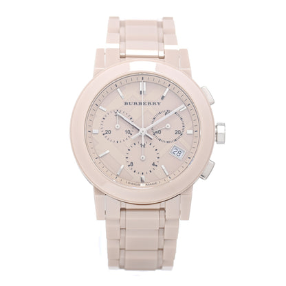 Burberry Ceramic 38mm City Trench Chronograph Quartz Watch Taupe BU9083 1 of 4
