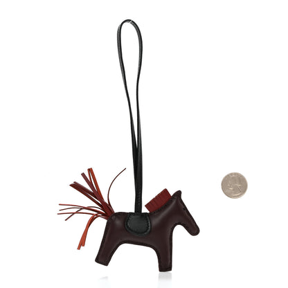 Hermes Milo Lambskin Grigri Rodeo Horse Bag Charm PM Rouge Sellier Rouge H Black 2 of 5