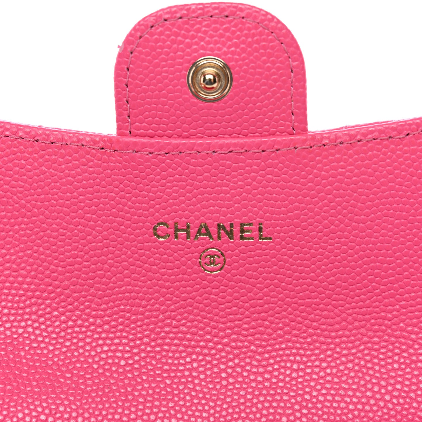 Caviar Quilted Flap Card Holder Wallet Pink