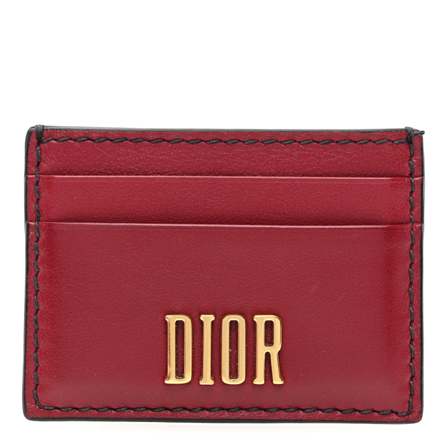 Calfskin D-Fence Card Holder Red
