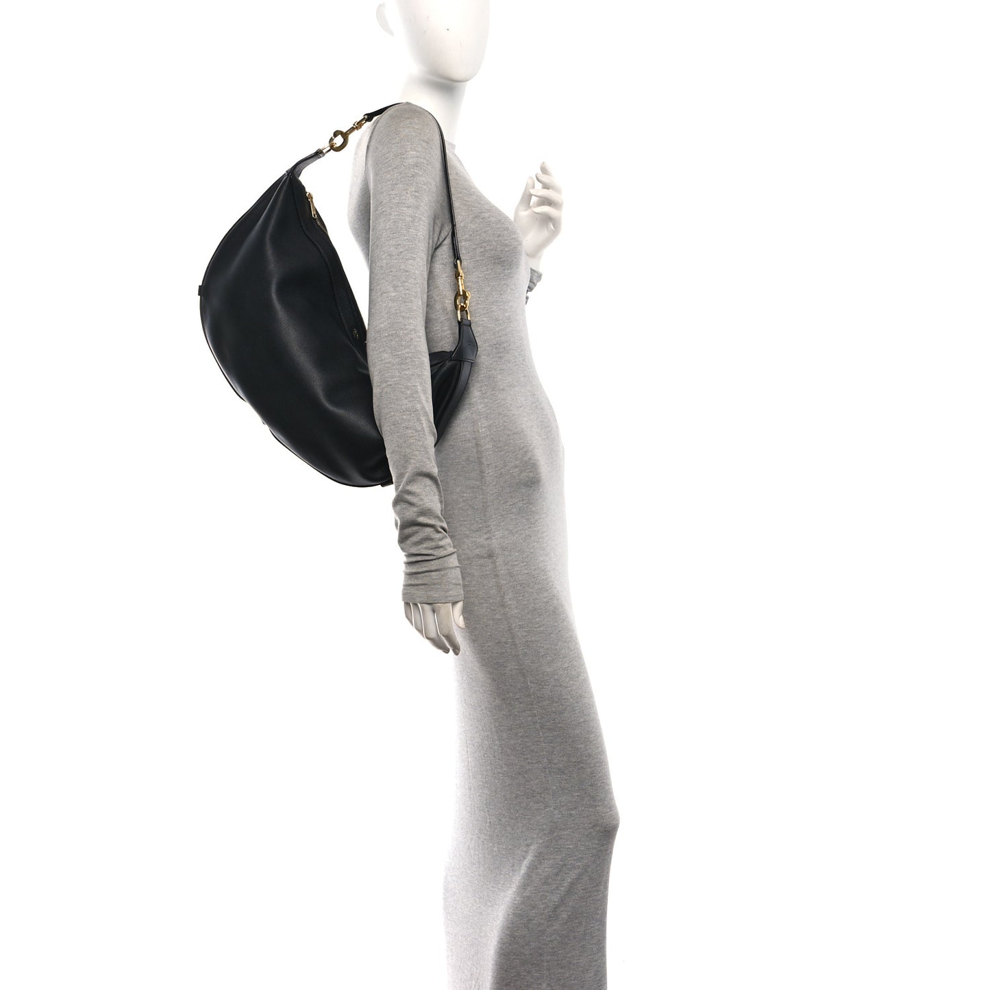 Supple Calfskin Medium Strap Leandre Shoulder Bag Black