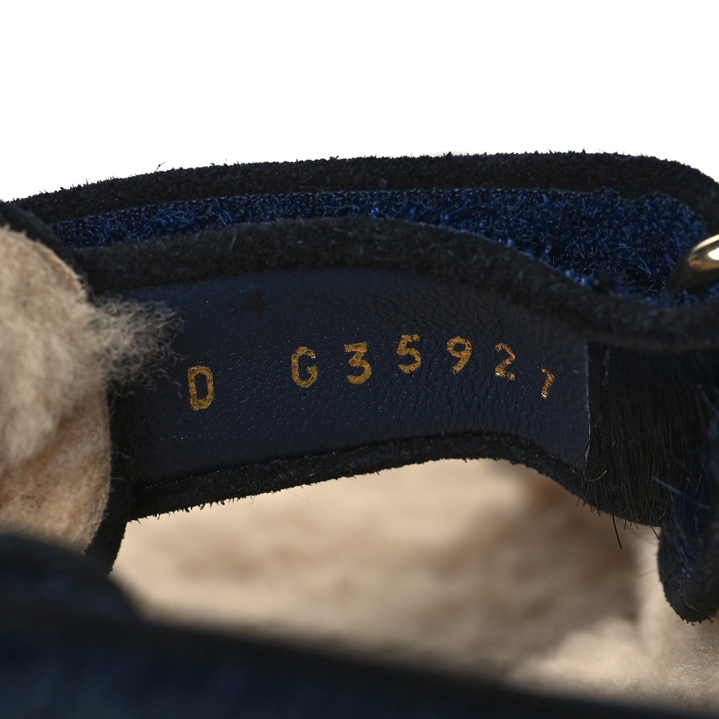 Calfskin Hair Suede Shearling Dad Sandals 37 Navy Black
