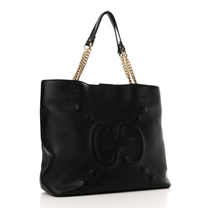 Gucci Apollo Calfskin GG Dadini Embroidered Chain Shoulder Tote Black 3 of 12