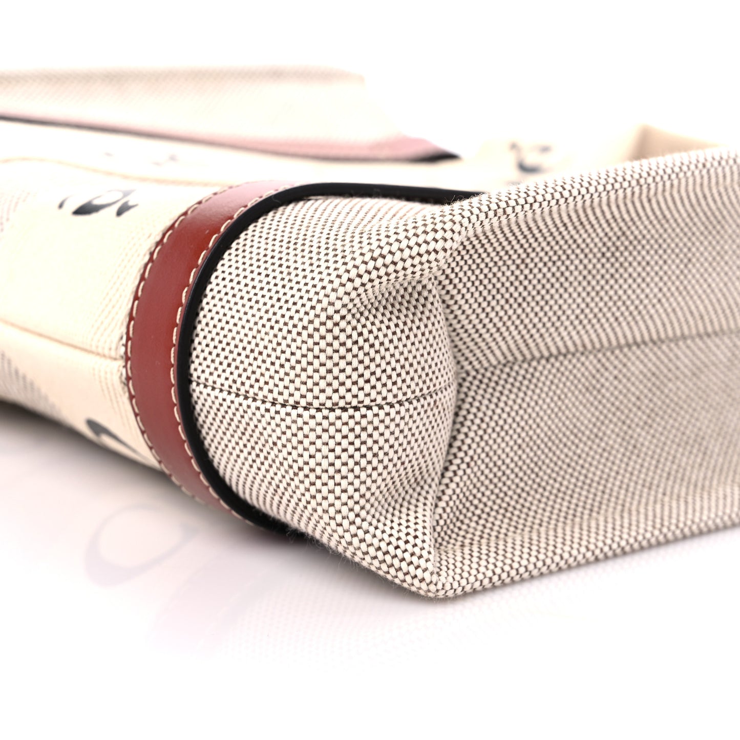 Cotton Calfskin Small Woody Ribbon Tote With Strap White Brown