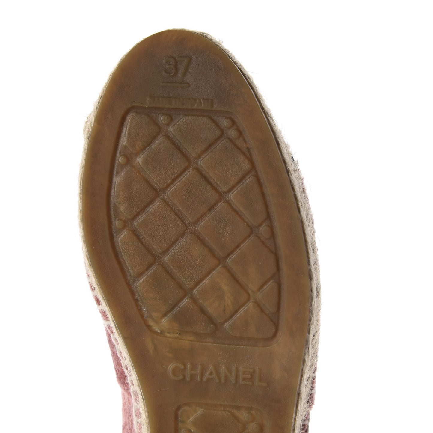 Velvet Grosgrain Quilted Camellia CC Espadrilles 37 Pink Black