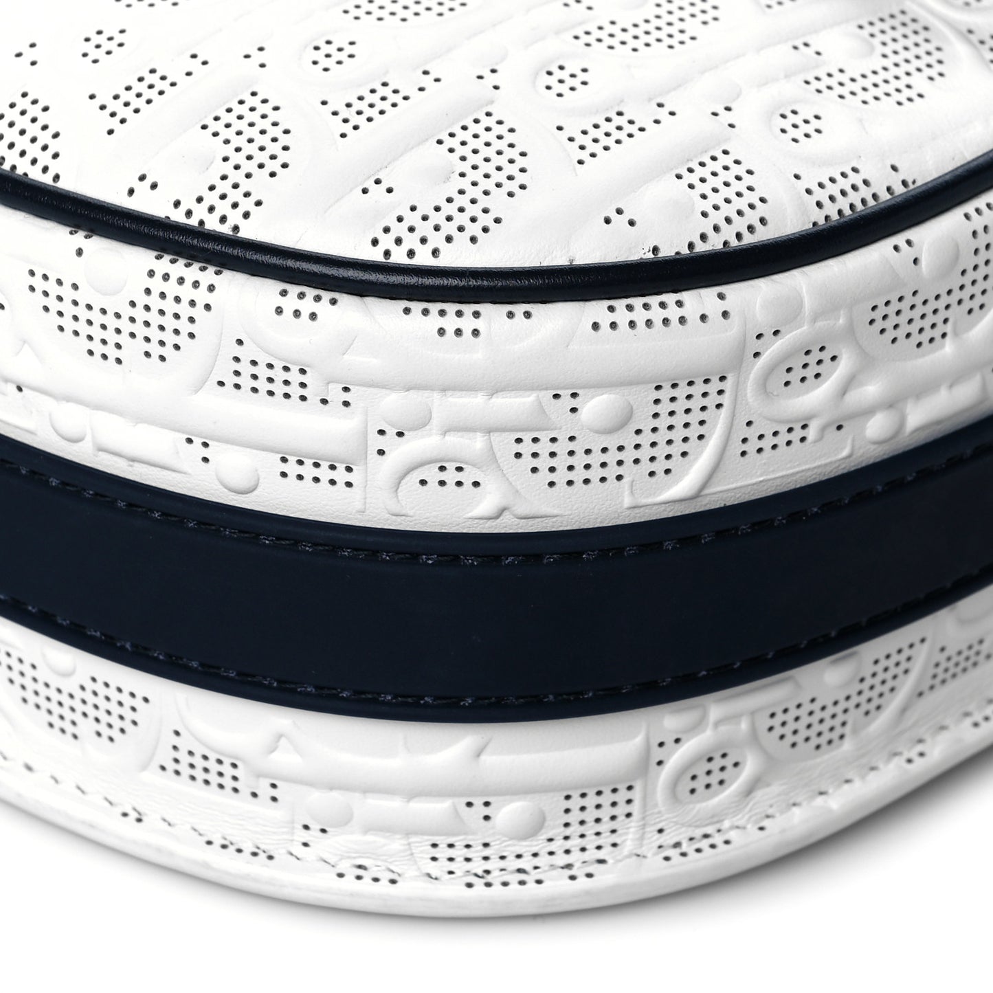 Calfskin Perforated Oblique Medium Bobby Flap White Blue