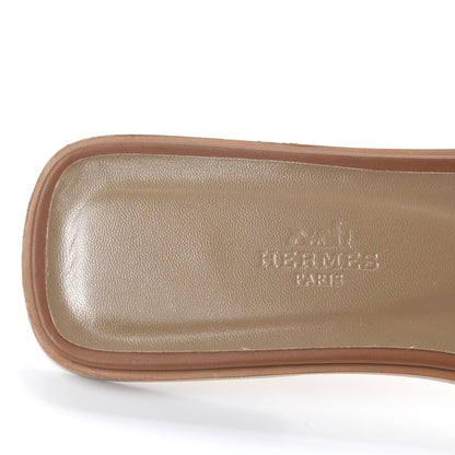 Hermes Box Calfskin Oran Sandals 39.5 Gold 8 of 10