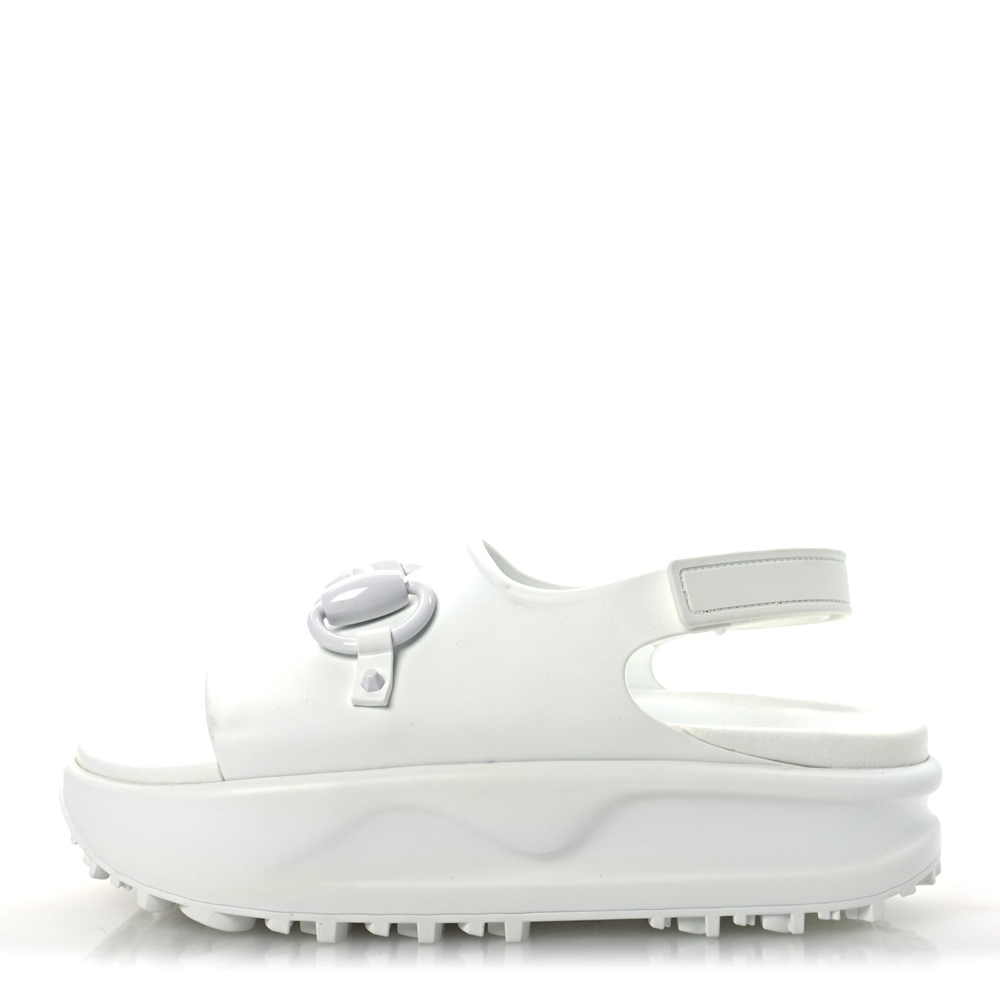 Soft Rubber Horsebit Touch Womens Strapped Sandals 38 Great White