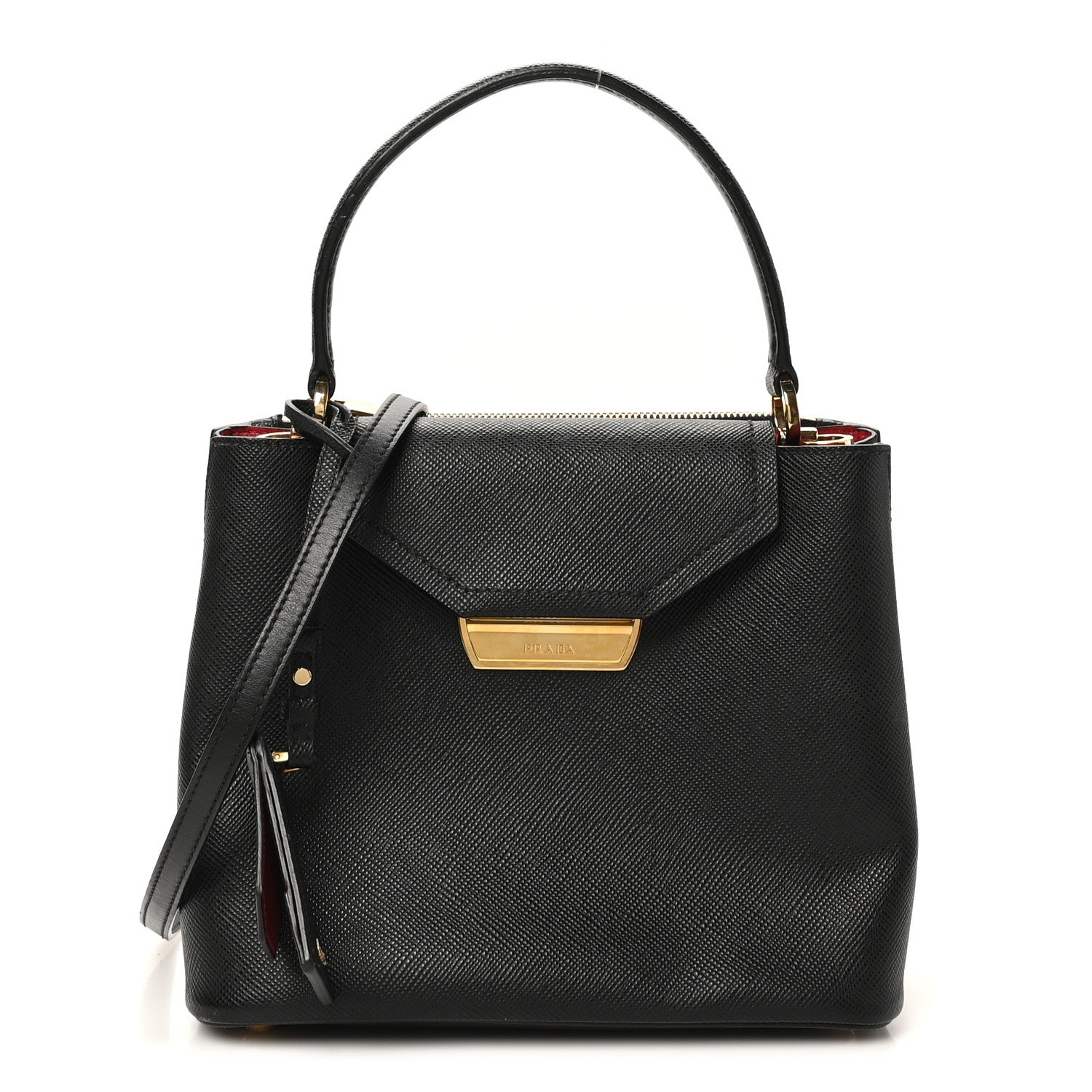 Prada Saffiano Small Ingrid Top Handle Bag Black 1 of 9