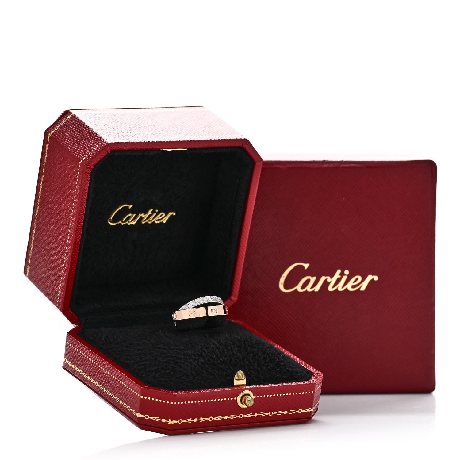 Cartier 18K Pink White Gold Diamond LOVE Pave Ring 51 5.75 6 of 6