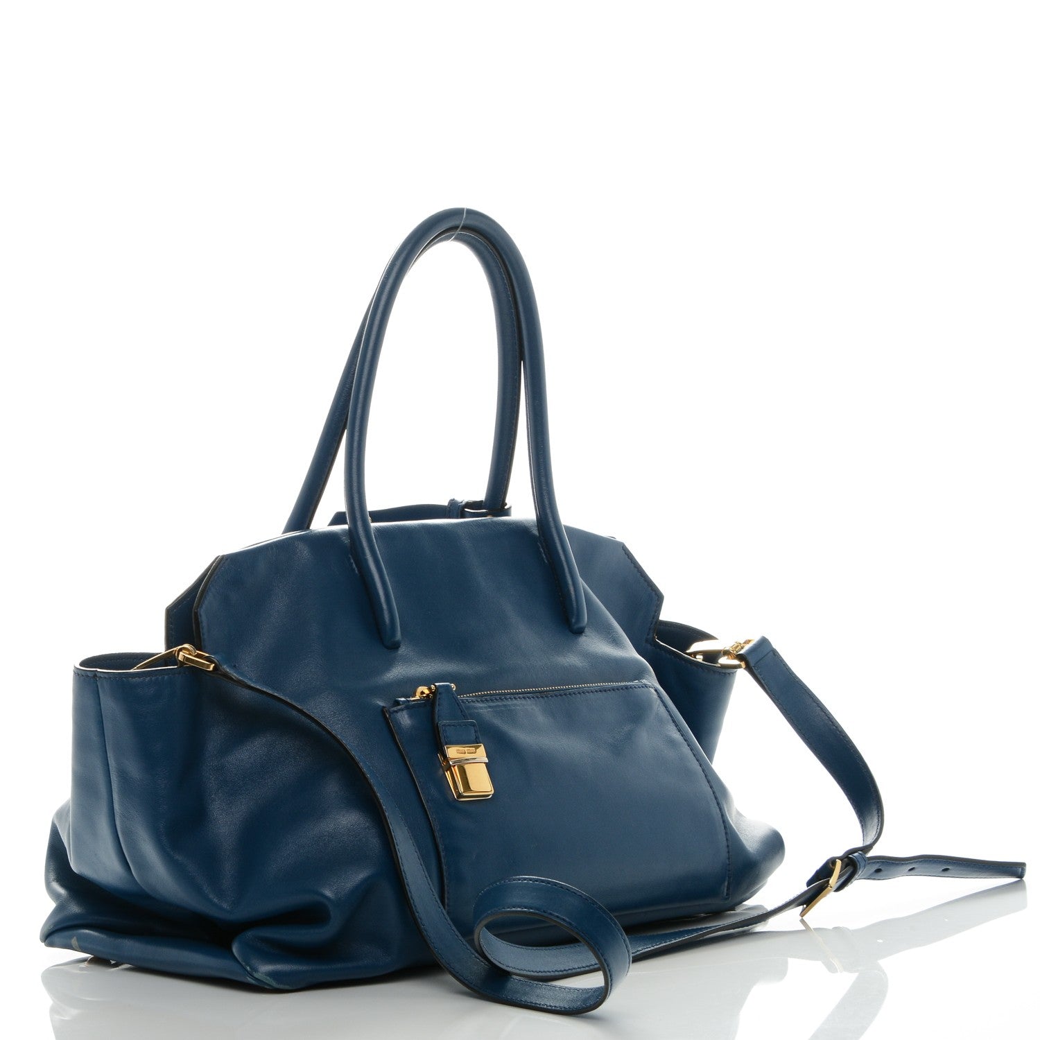 Miu Miu Vitello Soft Tote Cobalto 3 of 6