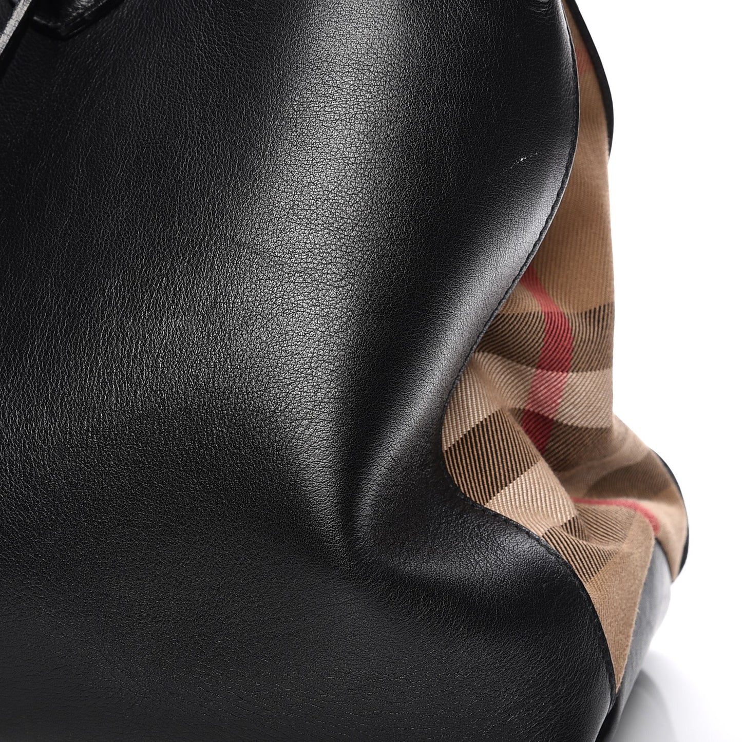 Grainy Calfskin House Check Large Banner Tote Black