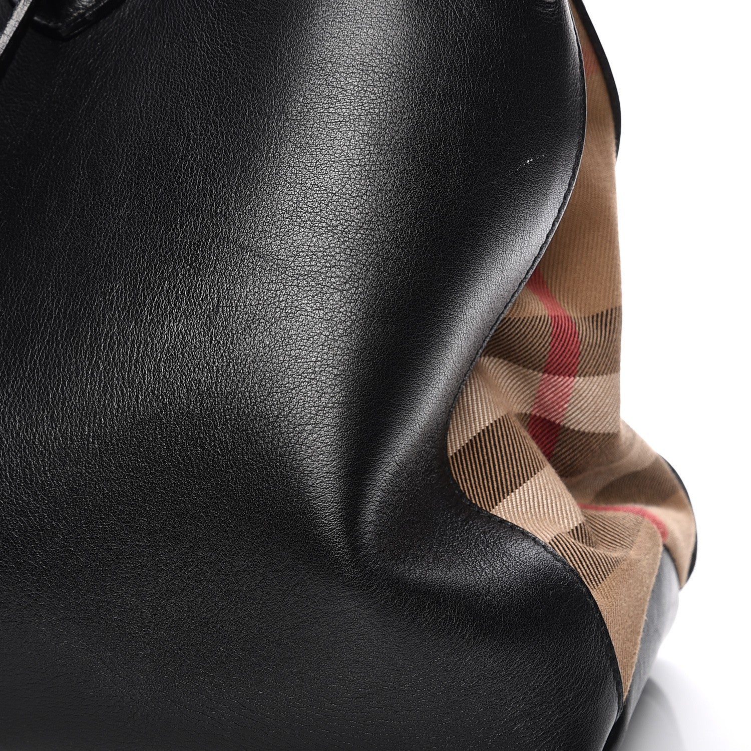 Burberry Grainy Calfskin House Check Large Banner Tote Black 12 of 18