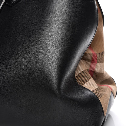 Burberry Grainy Calfskin House Check Large Banner Tote Black 12 of 18