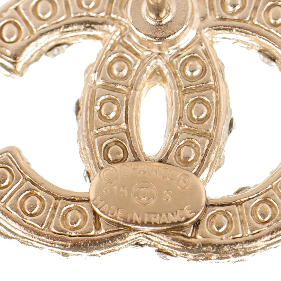 Pearl Crystal CC Earrings Light Gold