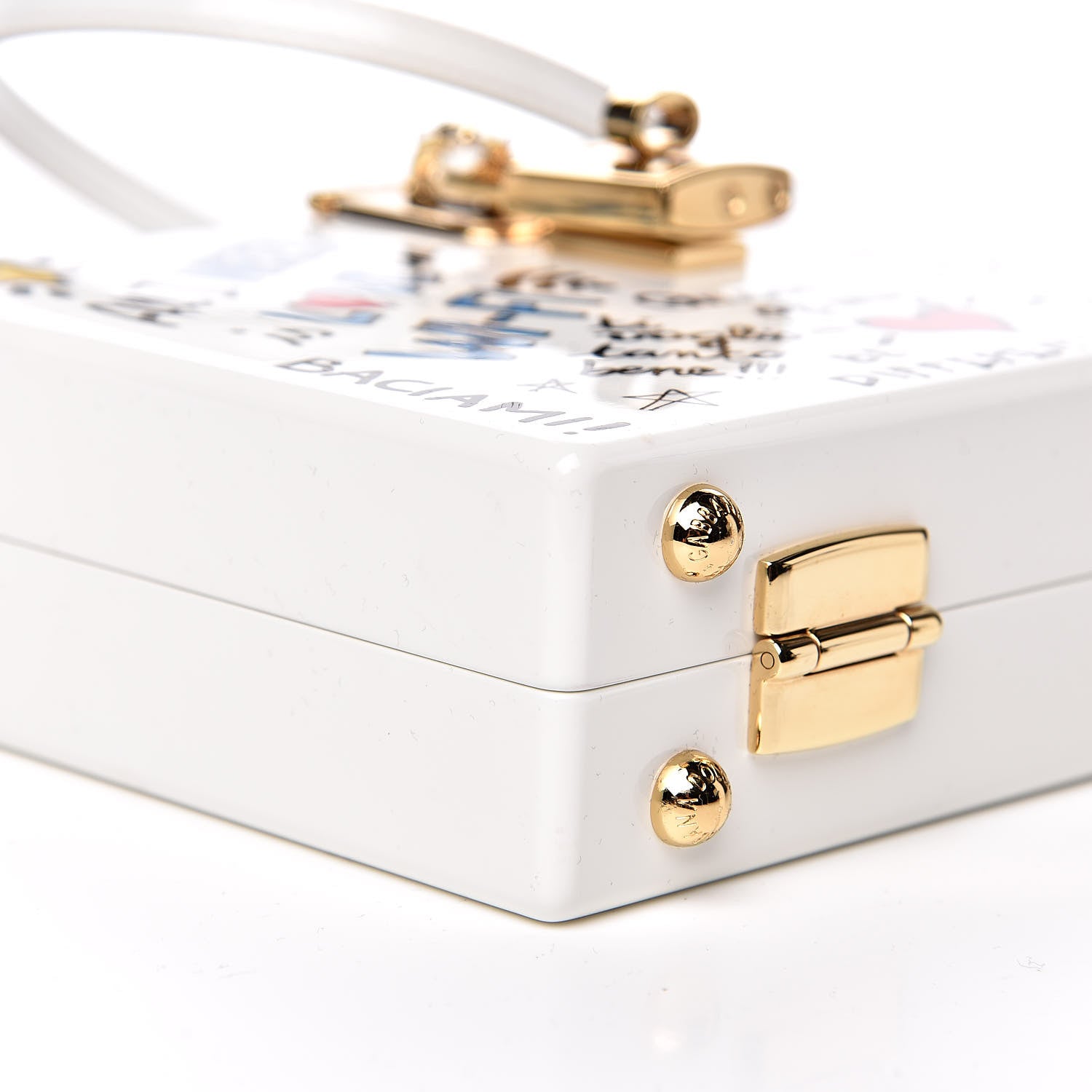Dolce & Gabbana Acrylic Graffiti Printed Box Crossbody Bag White 7 of 9