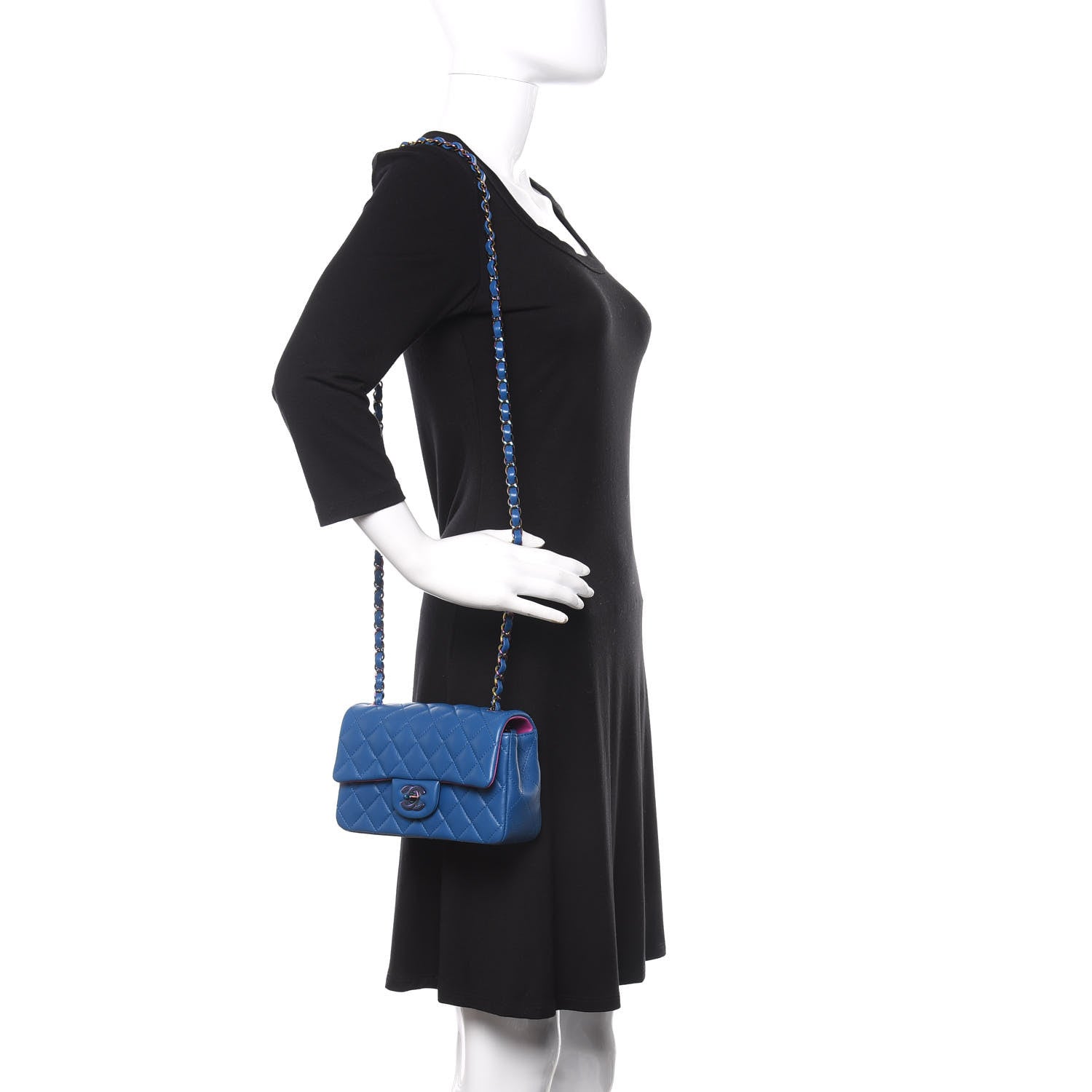 Chanel Lambskin Quilted Mini Rectangular Flap Blue Purple 2 of 10